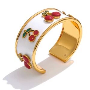 Gold and Red Enamel Floral Bracelet